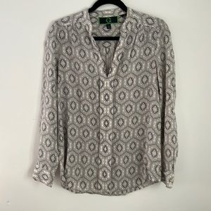 C. Wonder Geometric Print Blouse - Gray and White